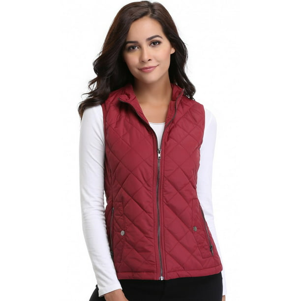 MISS MOLY Womens Lightweight Quilted Zip Vest Stand Collar Gilet Padded Sleeveless Vest